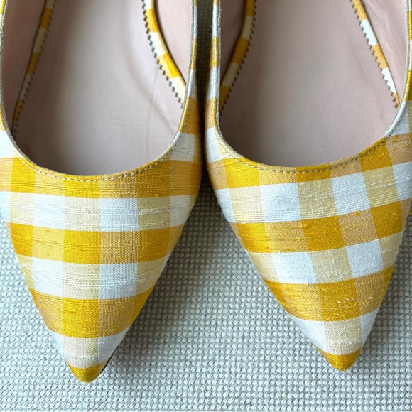 J. Crew sling back flats in yellow and ivory silk Gingham (size 9 1/2) - Picture 6 of 11